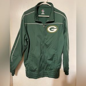 Majestic Men’s Green Bay Packers Jacket M Logo Elastic Waist Full Zip Pockets